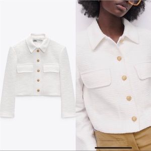 NWT Zara Textured Blazer with Gold Buttons